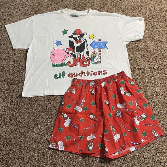 VTG True Colors Sleepwear Richard Leeds International 1993 Christmas PJ Set - Picture 1 of 11